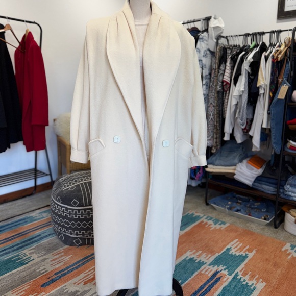 Vintage Wool Cream Long Coat - Picture 1 of 10